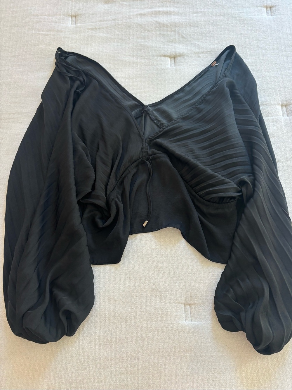 Free People Pleated Balloon Sleeve Cropped Blouse